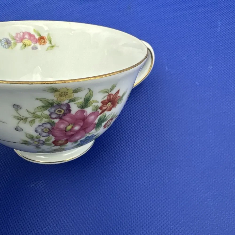 VTG Moriyama Teacup &‎ Saucer Floral Design Gold Trim Made in Occupied Japan